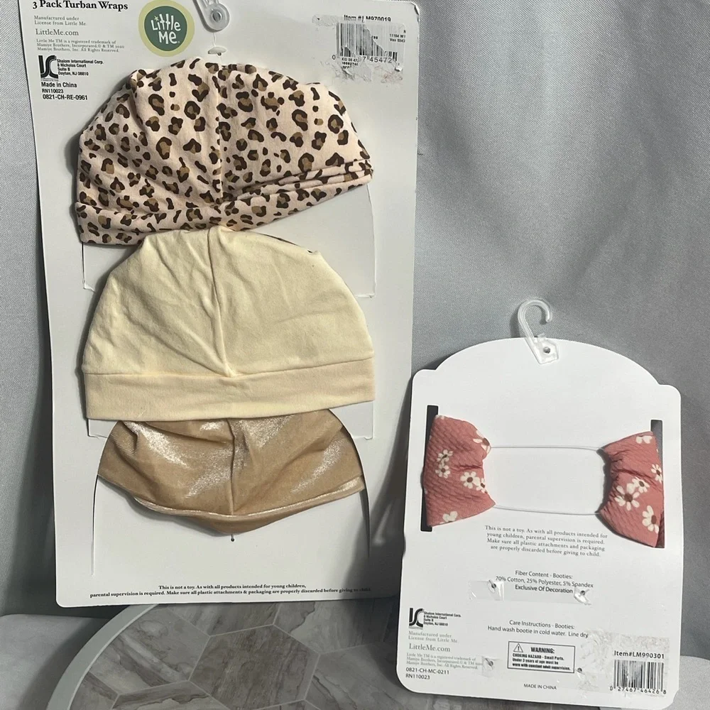 Little Me Baby Turban Wraps & Headwrap Booties Bundle 0–12M New with Tags